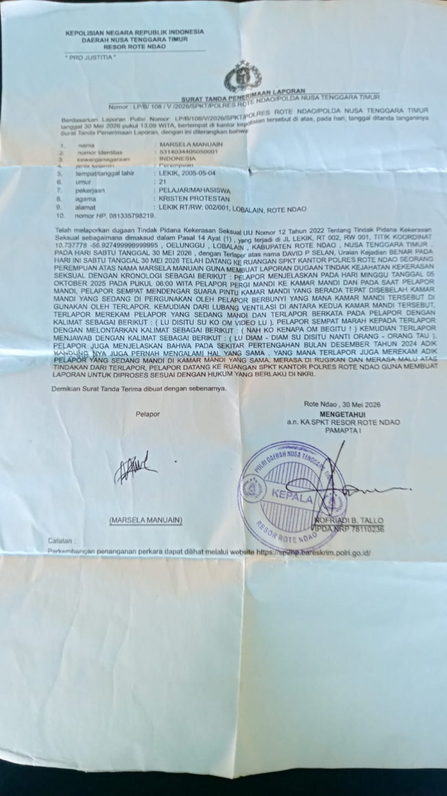 Diduga Rekam Korban Mandi hingga Pelecehan Fisik, Oknum Pendeta GPDI di Rote di Polisikan 2 IMG 20260607 WA0012